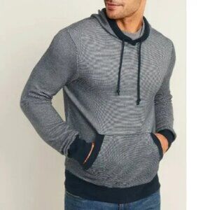 NWT Old Navy Blue Striped Stadium Pockets Hooded Hood Hoodie Knit Sweater M